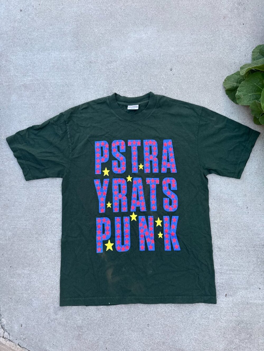 Stray Rats Punk Rock Band T-Shirt in Dark Green Grunge Unisex Men's Size Medium